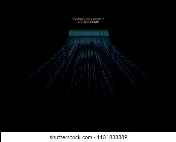 Vector abstract dots lines light blue and green colors on black background in concept technology, communication, digital, ai, science.