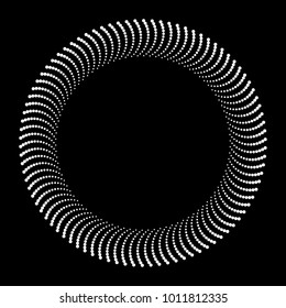 Vector abstract dotted concentric circles background. 3d abstract frame. Optical illusion. 