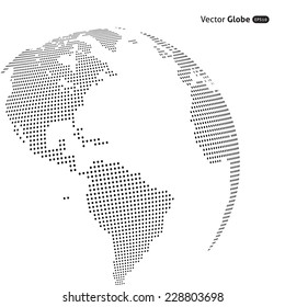 Vector abstract dotted globe, Central heating views over North and South America
