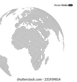 Vector abstract dotted globe, Central views of Africa