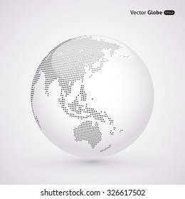 Vector abstract dotted globe, Central heating view on Australia and New Zealand