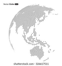 Vector abstract dotted globe, Central heating view on Australia and New Zealand