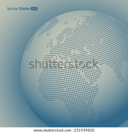 Vector abstract dotted globe, Central heating view on Europe and Africa