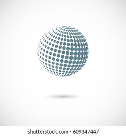 Vector abstract dotted halftone planet.