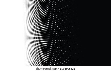 Vector abstract dotted volumetric background. Black circles isolated on white fond. Design element.