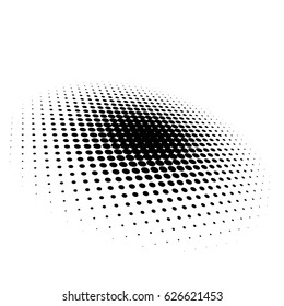 Vector abstract dotted volumetric background. Black circles isolated on white fond. Design element.