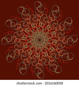 Vector abstract drawing of colored spirals on a dark background. Abstraction pattern for decorating walls.