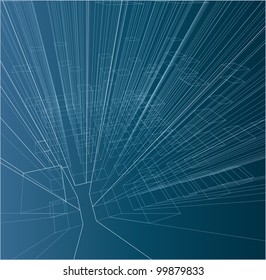 vector abstract drawing of the skyscrapers on blueprint