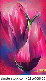 Vector abstract drawing of a tulip. Spring flowers close up. ready-made poster, postcard for the holiday of March 8.