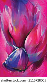 Vector abstract drawing of a tulip. Spring flowers close up. ready-made poster, postcard for the holiday of March 8.