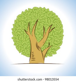 vector: abstract drawings lush tree