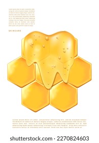 Vector Abstract Dripping Honey Element 3D Illustration under sunlight for Beauty and Healthcare Poster, Product Packaging, or Advertisement Background.