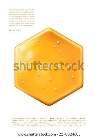 Vector Abstract Dripping Honey Element 3D Illustration under sunlight for Beauty and Healthcare Poster, Product Packaging, or Advertisement Background.