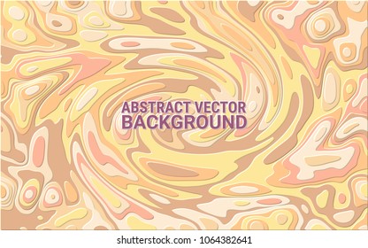 Vector. Abstract dynamic coffee background. Embossed texture of marble. Soft color palette. Structure of a spreading liquid. Smooth geometric transitions of lines. Template for website, interior.