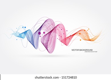 Vector abstract dynamic colorful curly wave background