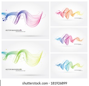 Vector abstract dynamic colorful curly wave backgrounds collection