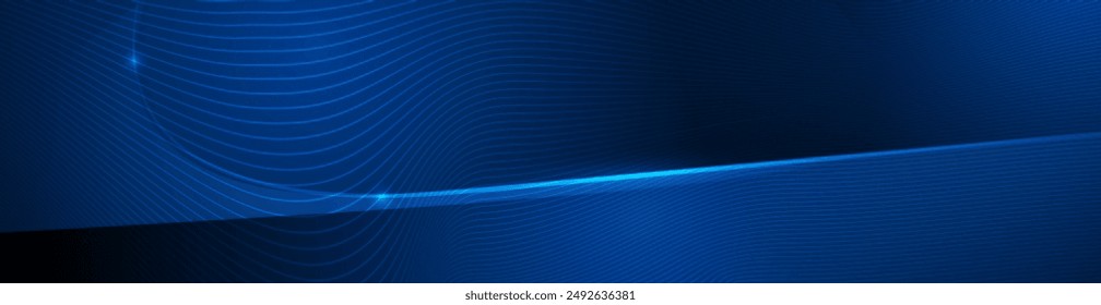 Vector abstract dynamic geometric shape, wave flow line, light effect and texture on blue gradient color for wallpaper, template banner. Illustration modern graphic design for futuristic background