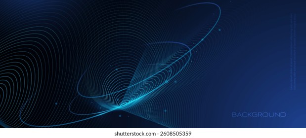 Vector abstract dynamic geometric shape, wave flow line, light effect and texture on blue gradient color for wallpaper, template banner. Illustration modern graphic design for futuristic background