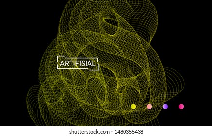 Vector abstract dynamic gradient waves, curvy line on black backgrounds. Modern web template or landing page with fluid blended curves and bright dots.