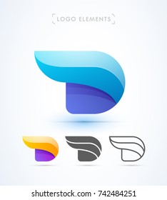 Vector abstract dynamic letter D logo template. Material design, flat, line style. Application icon