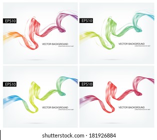 Vector abstract dynamic ribbon wave backgrounds collection