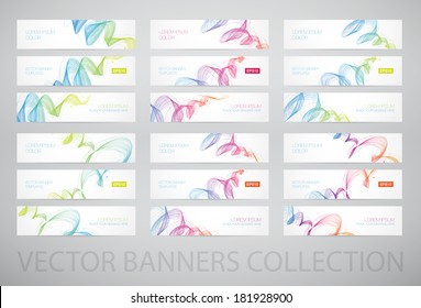 Vector abstract dynamic wave banners collection