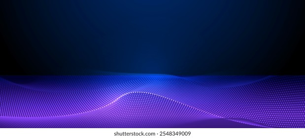 Vector abstract dynamic, wave - flow mesh particles. Illustration futuristic, network technology background. Design for banner, wallpaper. Futuristic, digital datum network and science concept