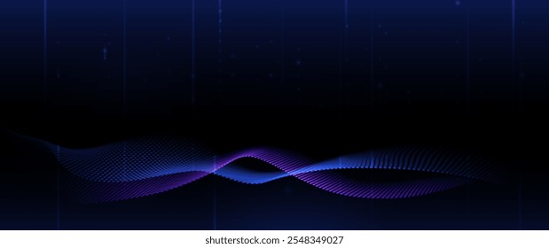 Vector abstract dynamic, wave - flow mesh particles. Illustration futuristic, network technology background. Design for banner, wallpaper. Futuristic, digital datum network and science concept