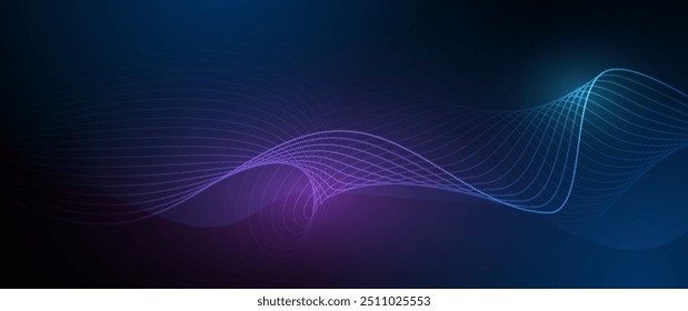 Vector abstract dynamic, wave particle and dot. Illustration technology background with dynamic mesh, flow particles design for banner, wallpaper. Futuristic, digital datum network and science concept