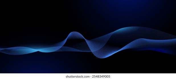 Vector abstract dynamic, wave particle and dot. Illustration technology background with dynamic mesh, flow particles design for banner, wallpaper. Futuristic, digital datum network and science concept