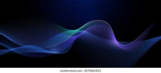 Vector abstract dynamic, wave particle and dot. Illustration technology background with dynamic mesh, flow particles design for banner, wallpaper. High tech, digital datum network, science concept
