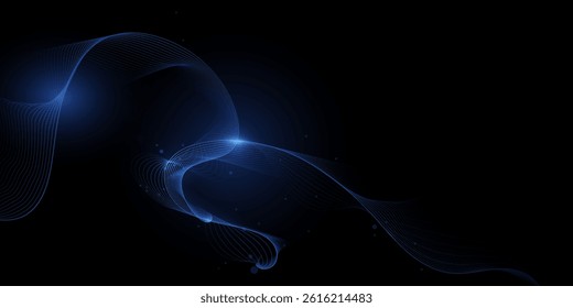 Vector abstract dynamic, wave particle and dot. Illustration technology background with dynamic mesh, flow particles design for banner, wallpaper. High tech, digital datum network, science concept
