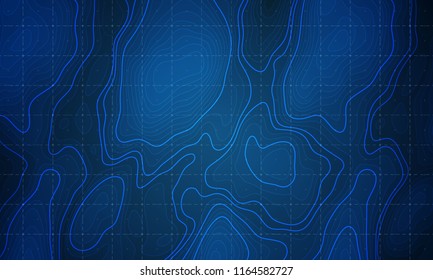 Vector abstract earth relief map. Generated conceptual elevation map. Isolines of landscape surface elevation. Geographic map conceptual design. Elegant background for presentations