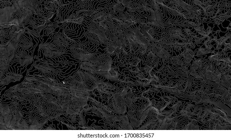 Vector abstract earth relief map. Generated conceptual elevation map. Isolines of landscape surface elevation. Geographic map conceptual design. Elegant background for presentations.