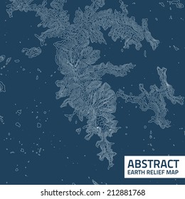 Vector abstract earth relief map. Generated conceptual elevation map. 