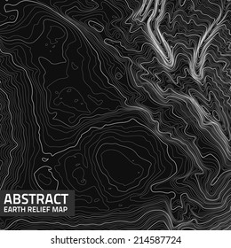 Vector Abstract Earth Relief Map. Generated Conceptual Elevation Map. 