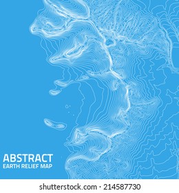 Vector abstract earth relief map. Generated conceptual elevation map. 