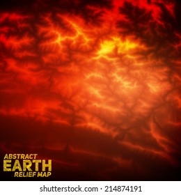 Vector abstract earth relief map. Generated conceptual elevation map. Shaded relief of mountainous landscape. 