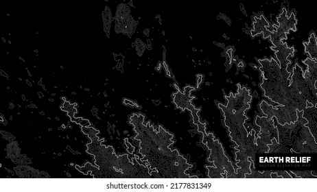 Vector abstract earth relief map. Generated conceptual elevation map.