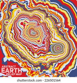 Vector abstract earth relief map. Color madness. Abstract color splats