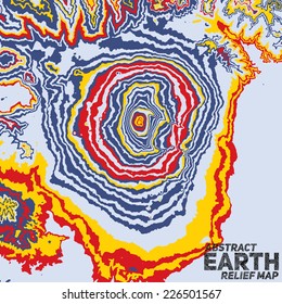 Vector abstract earth relief map. Color madness. Abstract color splats