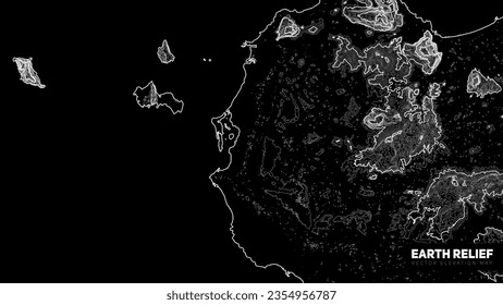 Vector abstract earth relief map. Generated conceptual elevation map.