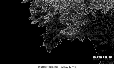 Vector abstract earth relief map. Generated conceptual elevation map.