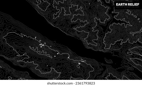 Vector abstract earth relief map. Generated conceptual elevation map.