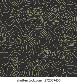 Vector abstract earth relief map seamless pattern element. Generated conceptual elevation map. 