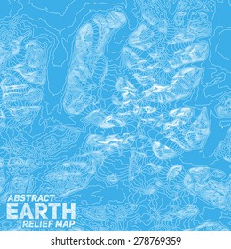 Vector abstract earth relief map. Generated conceptual elevation map. Elegant background for presentations.