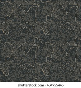 Vector abstract earth relief map seamless pattern background. Generated conceptual elevation map. 