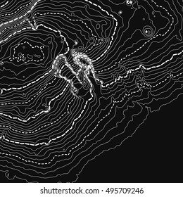 Vector abstract earth relief map. Generated conceptual elevation map. Elegant background for presentations.