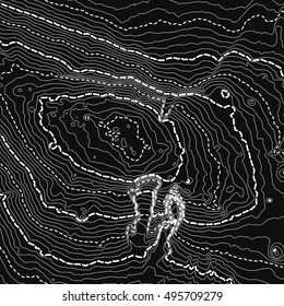 Vector abstract earth relief map. Generated conceptual elevation map. Elegant background for presentations.