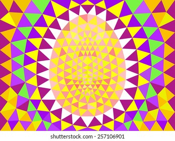 Vector Abstract Easter background with stylized Easter egg made up of triangles. 